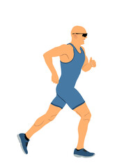 Fototapeta na wymiar Sprinter runner vector illustration isolated on white background. Marathon racer running on race competition. Sport man activity. Athlete boy in start of race. Muscular male focus.