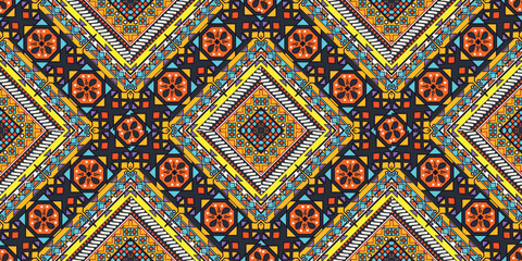 Seamless Kasuri pattern in triba,Gyp sy.Figure tribal embroidery.Indian,l.Aztec style abstract vector illustration.Ethnic stripe seamless pattern.textured ornament illustration,clothing and other.