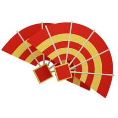 3d Rendered of chinese fan. Chinese New Year Illustration.