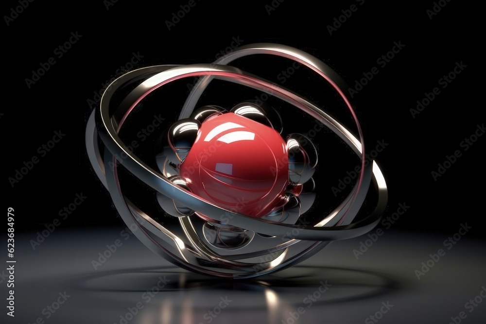 Wall mural atomic nucleus electrons neutrons protons. model shows that an atom is mostly empty space, with elec