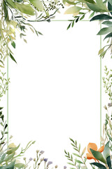 Rustic invitation cards with herbal twig branches wreath and corners border frames.