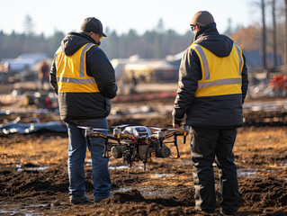 Using drones for field inspection, construction engineers planning new work. Generative AI