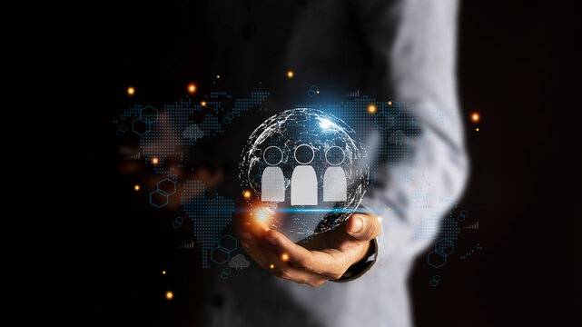 Management of business concepts, HR, human resources, global structured relationship management. human resources HR Management recruitment concept	