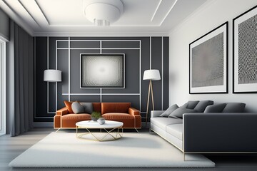 modern living room with sofa generated by AI