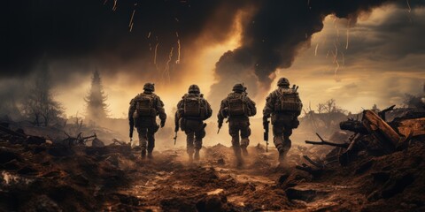 War special forces soldiers destroyed by bombs and smoke