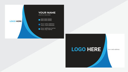 modern black and blue business card design.business card flat design template vector