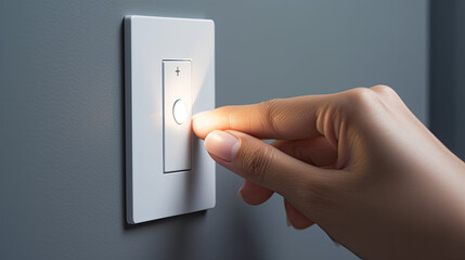 Power in Your Hands: Close-Up of Finger Turning Off Light Switch on the Wall