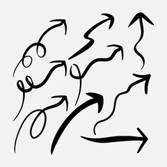 set symbol arrow icon busoness drawing cursor shape element doodle grunge motion