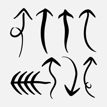 set symbol arrow icon busoness drawing cursor shape element doodle grunge motion