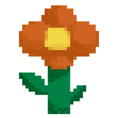 Orange flower pixel art illustrations.