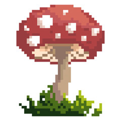 Pixel mushroom art illustration.