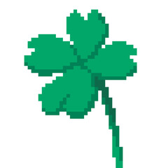 Fototapeta na wymiar Clover leaf pixel. Lucky leaf.