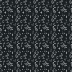 Seamless food pattern. Doodle food background