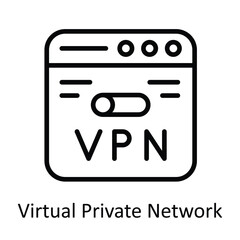 Virtual Private Network Vector  outline Icon Design illustration. Cyber security  Symbol on White background EPS 10 File