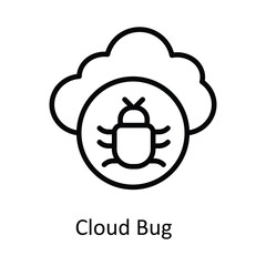 Cloud Bug Vector  outline Icon Design illustration. Cyber security  Symbol on White background EPS 10 File