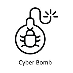 Cyber Bomb Vector  outline Icon Design illustration. Cyber security  Symbol on White background EPS 10 File