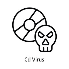 Cd Virus Vector  outline Icon Design illustration. Cyber security  Symbol on White background EPS 10 File