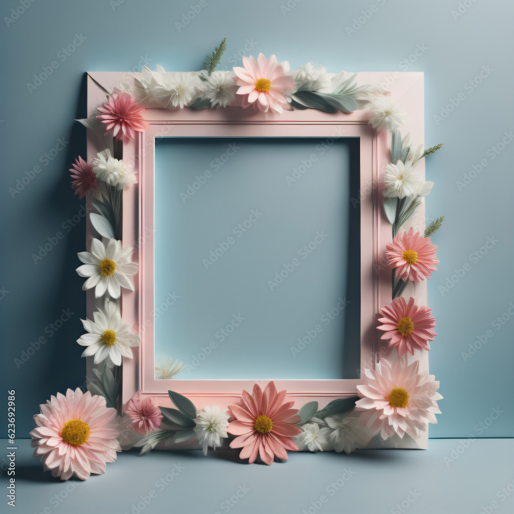 Sticker frame with flowers