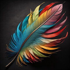 colorful feathers on black