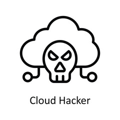 Cloud Hacker Vector  outline Icon Design illustration. Cyber security  Symbol on White background EPS 10 File