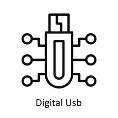 Digital Usb Vector  outline Icon Design illustration. Cyber security  Symbol on White background EPS 10 File
