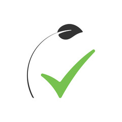 Check mark icon with green leaf approved vector. symbol for website Computer and mobile vector.