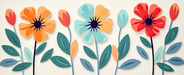 Fototapeta premium flowers and foliage colorful pattern spring summer background