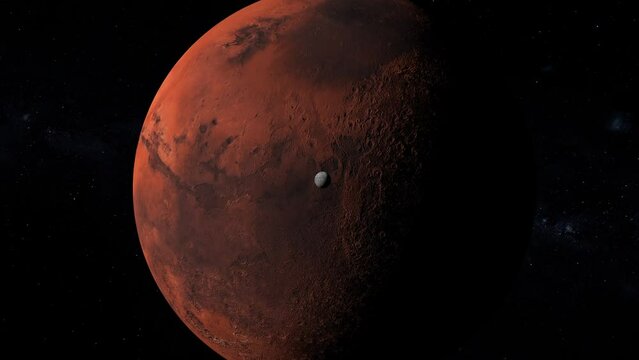 phobos orbiting planet mars. phobos is the larger of mars two moons , It orbits Mars three times a day