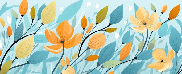 flowers and foliage colorful pattern spring summer background