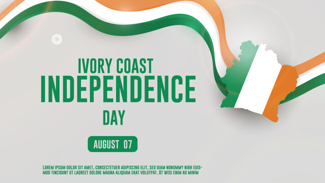 The Ivory Coast Independence Day background with the  Flag shapes and map, The national holiday concept. Vector poster design. - Powered by Adobe