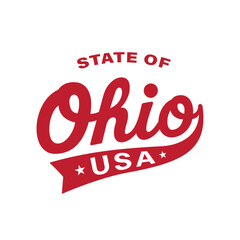 State of Ohio lettering design. Ohio, United States, typography design. Ohio, text design. Vector and illustration.