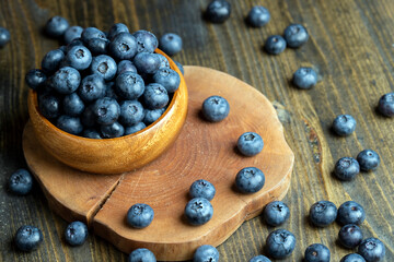 Ripe blueberries on the table