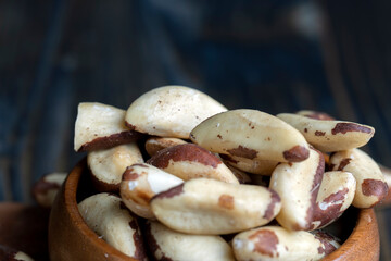 Peeled Brazil nuts on the table