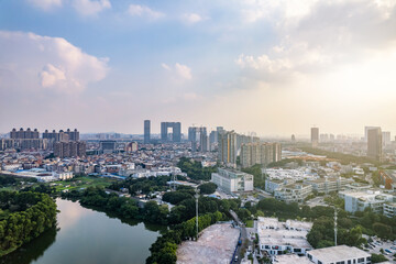 Fototapeta premium Aerial photography of Houjiao, Haizhu District, Guangzhou, China