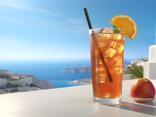 Delicious summer drink for travel, party, in orange, lemon, lavender, tea 