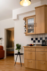 Kitchen set in the apartment. The interior of a modern apartment