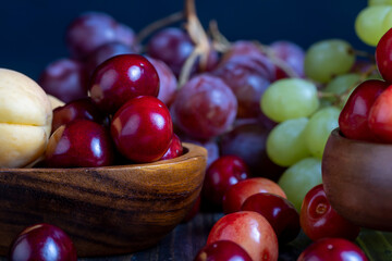 Sweet fresh cherries with other products