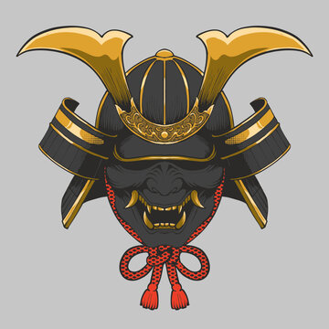 recommend clip art: Japanese Samurai Ronin helmet head armor