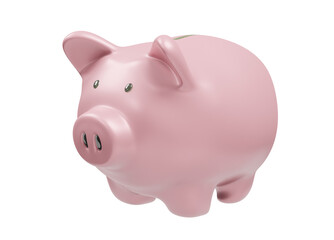 Piggy bank perspective view, clipping path, 3D rendering