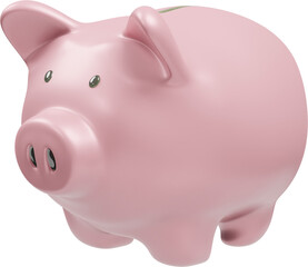 Piggy bank perspective view, 3D rendering
