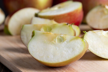 Sliced ripe apple of red color