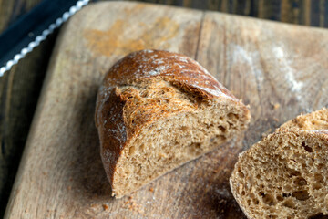 Dark wheat loaf of bread