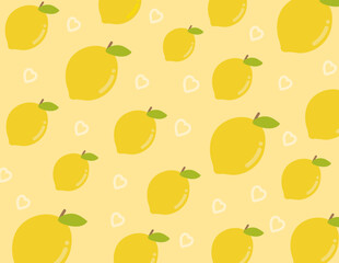 Seamless pattern with lemon. Yellow lemon pattern on yellow background