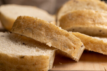 Sliced wheat loaf of fresh bread