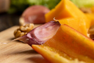 Garlic used in cooking dishes