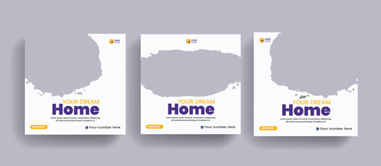 Real estate house social media banner or square flyer template