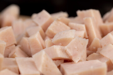 Sliced fresh chicken ham from meat