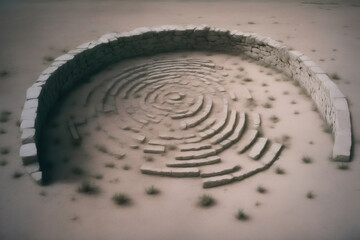 Ancient relic round circle stone rock