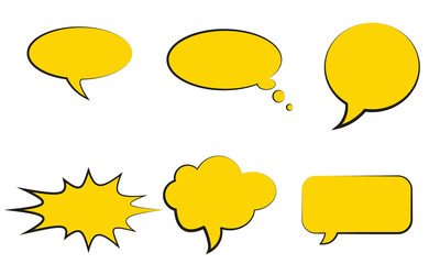 Set of blank speech bubbles. Set comics book balloon. Bubble speech phrase. Cartoon exclusive font label tag expression. Comic text sound effects. Cartoon balloon word design.
