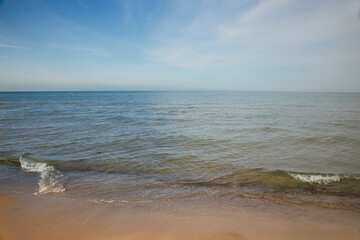 Cape Grenen in Denmark. Confluence of the Baltic and North Seas